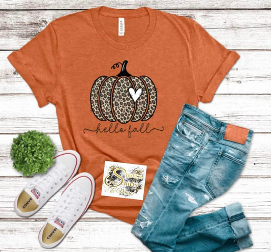 Hello Fall cheetah pumpkin
