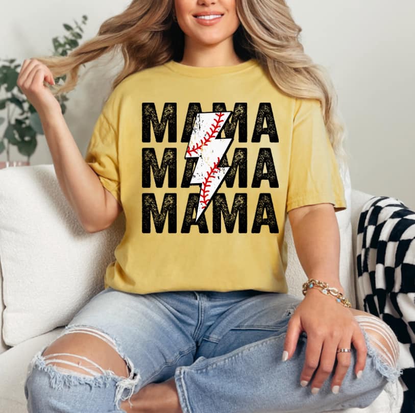 Mama Lightning bolt Baseball
