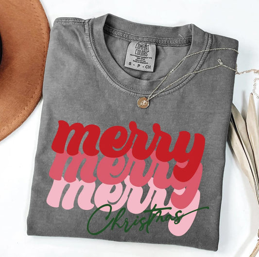 Merry Merry merry christmas cursive red