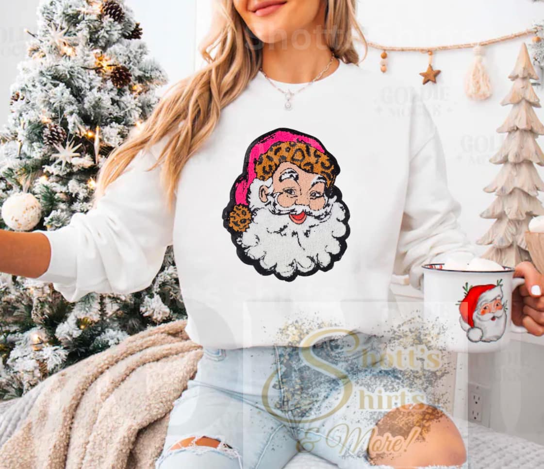Santa pink hat cheetah Patch