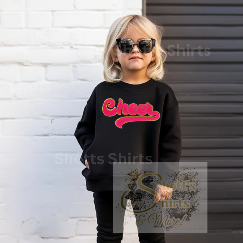 Pink and gold cheer Patch Crewneck