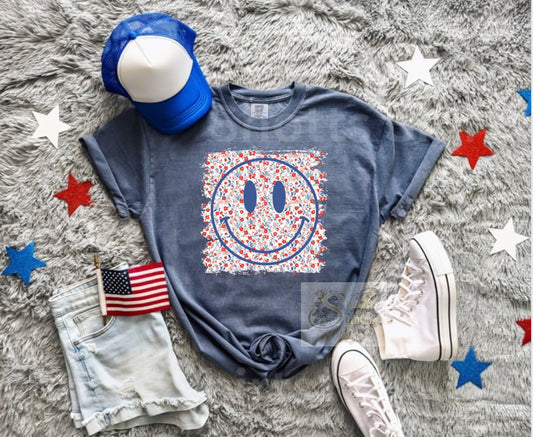 Red and Blue Floral Smiley