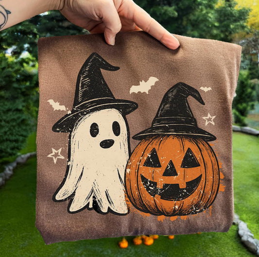 Ghost pumpkin witch hat