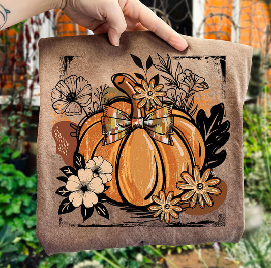 Pumpkin and flowers