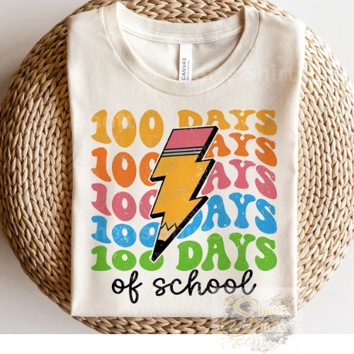 100 days of school lightning bolt pencil