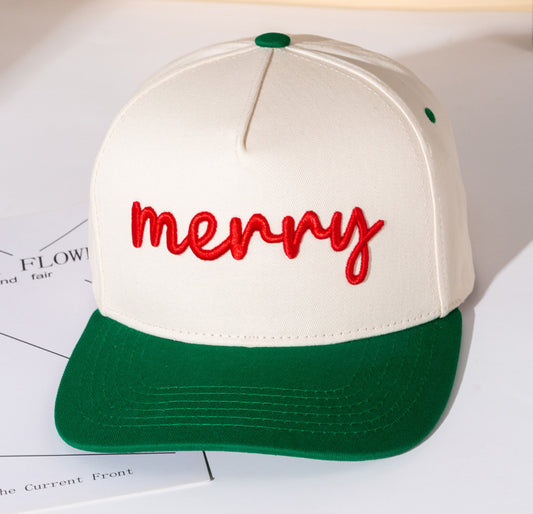Pre Order Merry Message Embroidered Five Panel Canvas Snapback Baseball Cap